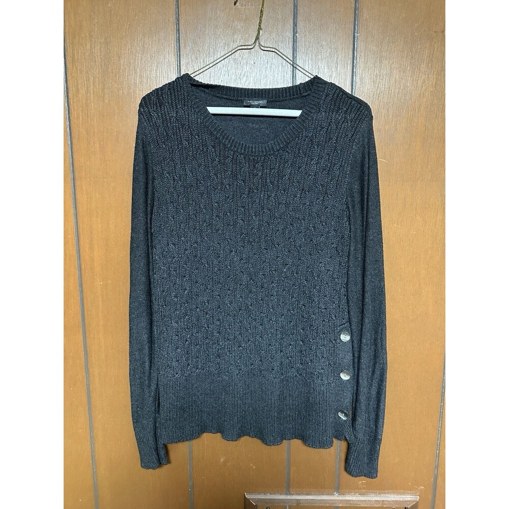 Ann Taylor Factory Women’s Sweater Cable Design Dark Grey